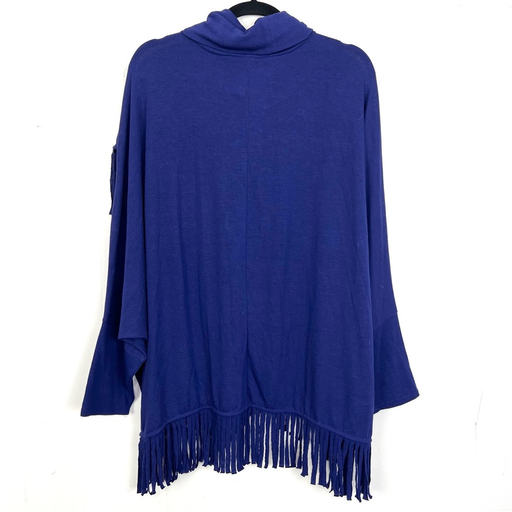 NWT Faith & Zoe Indigo Fringe Sweater Cowl Neck 2X - Picture 5 of 5